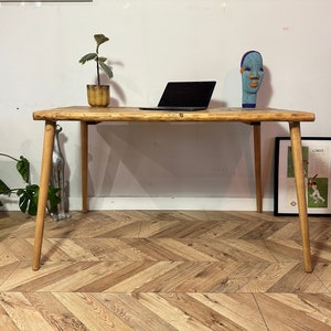 Table art déco rustique Live Edge avec pieds en bois Forêt WANEY fabriquée à la main avec du bois massif image 6