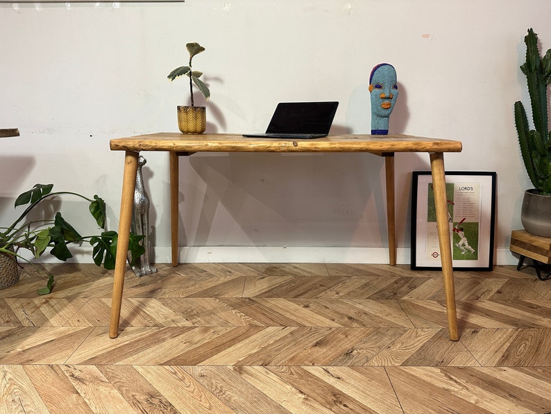 Table art déco rustique Live Edge avec pieds en bois Forêt WANEY fabriquée à la main avec du bois massif image 6