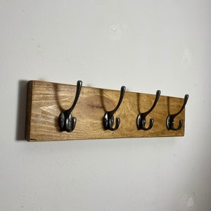 Forêt rustic solid wood chunky scaffold coat rack vintage reclaimed handmade cast iron hook coat hat hooks rack image 5