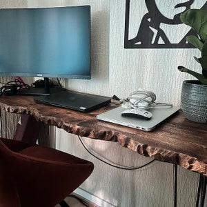 FORÊT Live Edge Industrieller Rustikaler Schreibtischtisch mit Massivholz Bild 2