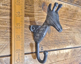 GIRAFFE Cast Iron Coat Hook, Vintage Reclaimed Steel