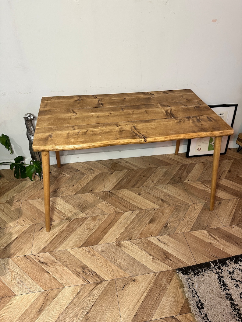 Table art déco rustique Live Edge avec pieds en bois Forêt WANEY fabriquée à la main avec du bois massif image 9