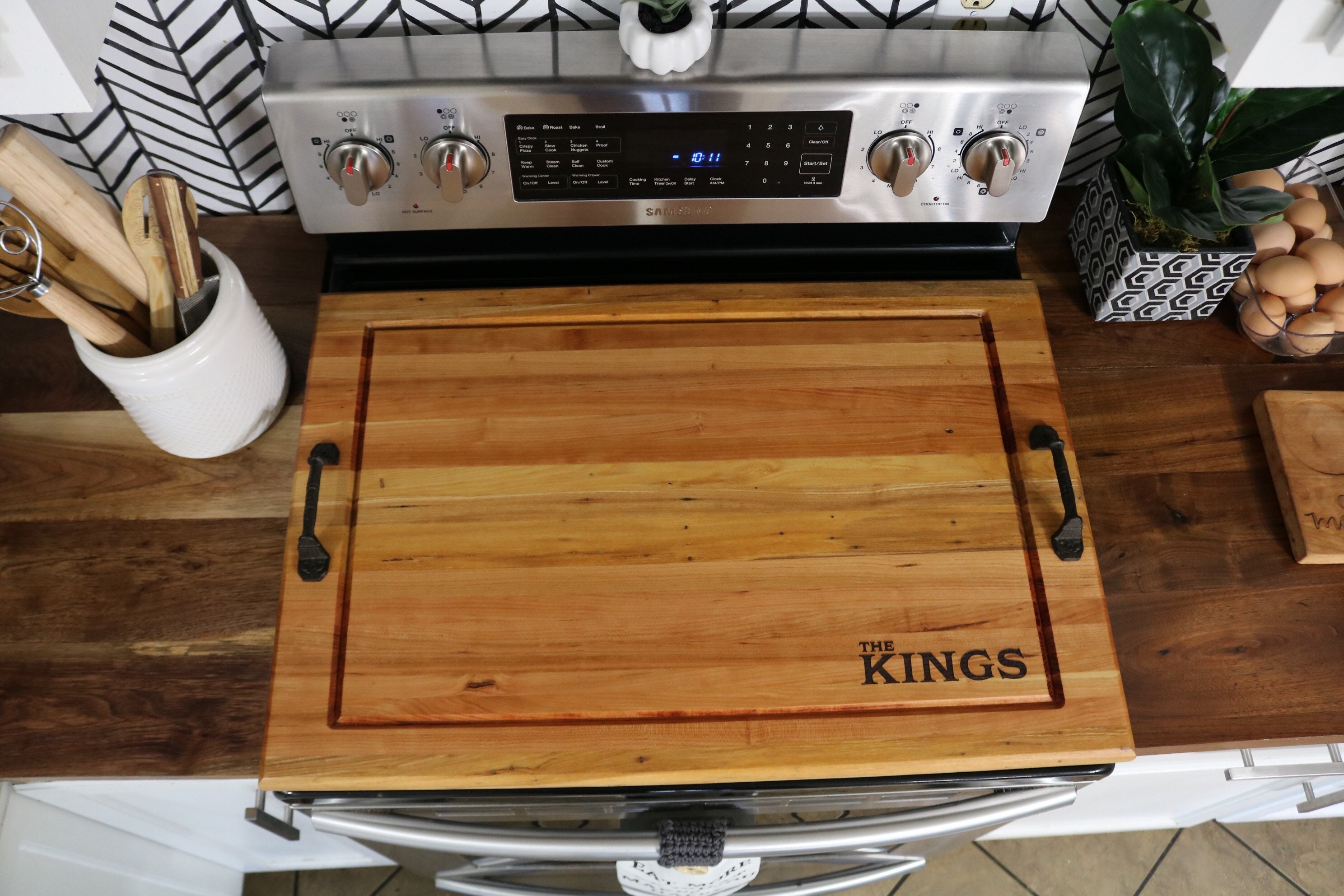 Stove Cover Cutting Board Cherry Ash Oak Maple Food Safe Etsy