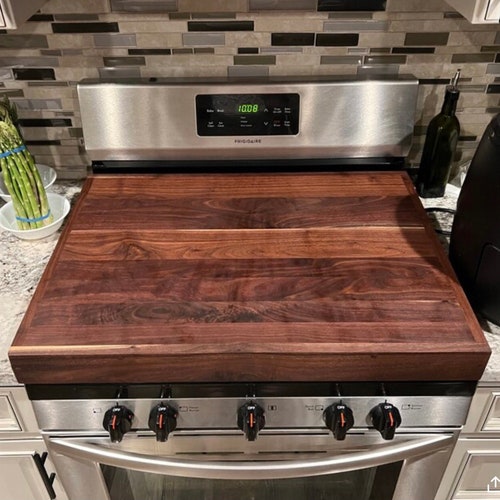 Walnut Gas Stove Top Cover/serving Tray Option Custom Sizes Etsy
