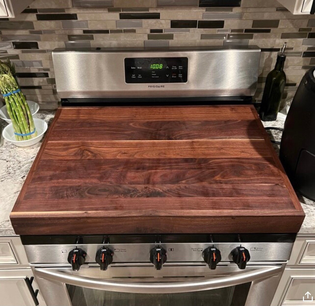 Walnut Stove Cover Cutting Board Food Safe Board Butter Included Campbells  Customs 