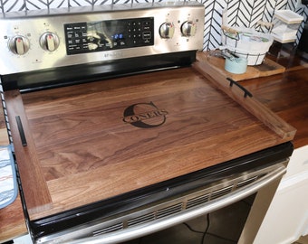 Stove Cover Cutting Board Walnut/oak Food Safe Board Butter Included  Campbells Customs 