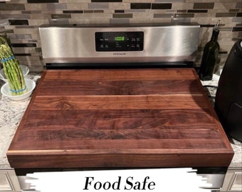Walnut Gas Stove Top Cover/Serving Tray Option Custom Sizes Campbells Customs