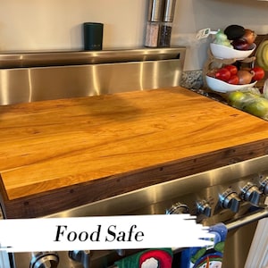 Cutting Board Gas Stove Cover, Cherry/Walnut, Board Butter Included Campbells Customs