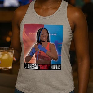Claressa Shields Boxing Tank Top, Women’s MMA Racerback, GWOAT Top, Fitness & Sports Fan Gift