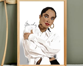 Sade Wall Art Poster, 90s Soul R&B, Retro Music Lover Gift