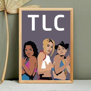 TLC 90s R&B Wall Art, Throwback Music Graphic, Retro Illustration, Vintage Style Gift