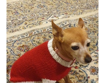 White glitter Christmas dog jumper for petite dogs