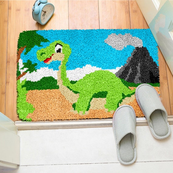 Cute Dinosaur Latch Hook Rug Kits Carpet Making Cushion Needlework for Home  Decor, Cartoon Animals 