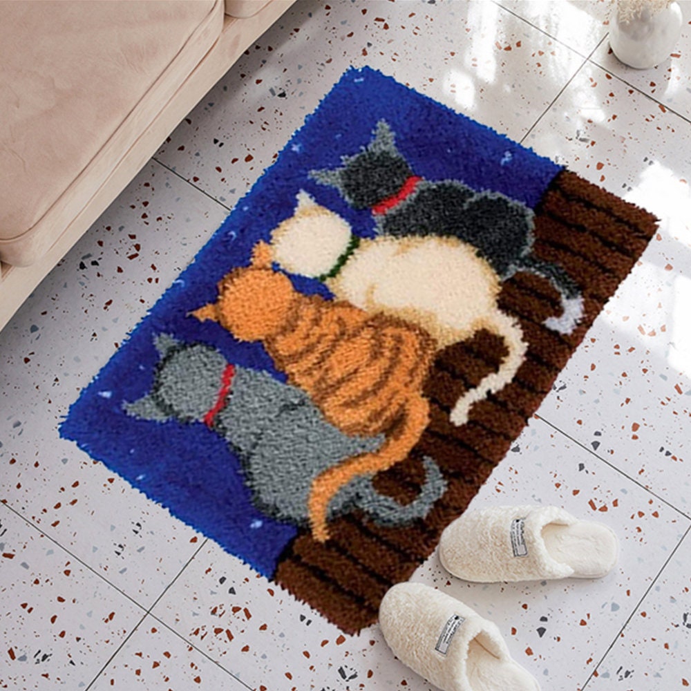 Cats DIY Latch Hook Kits Rug Embroidery Carpet Set Needlework Etsy UK