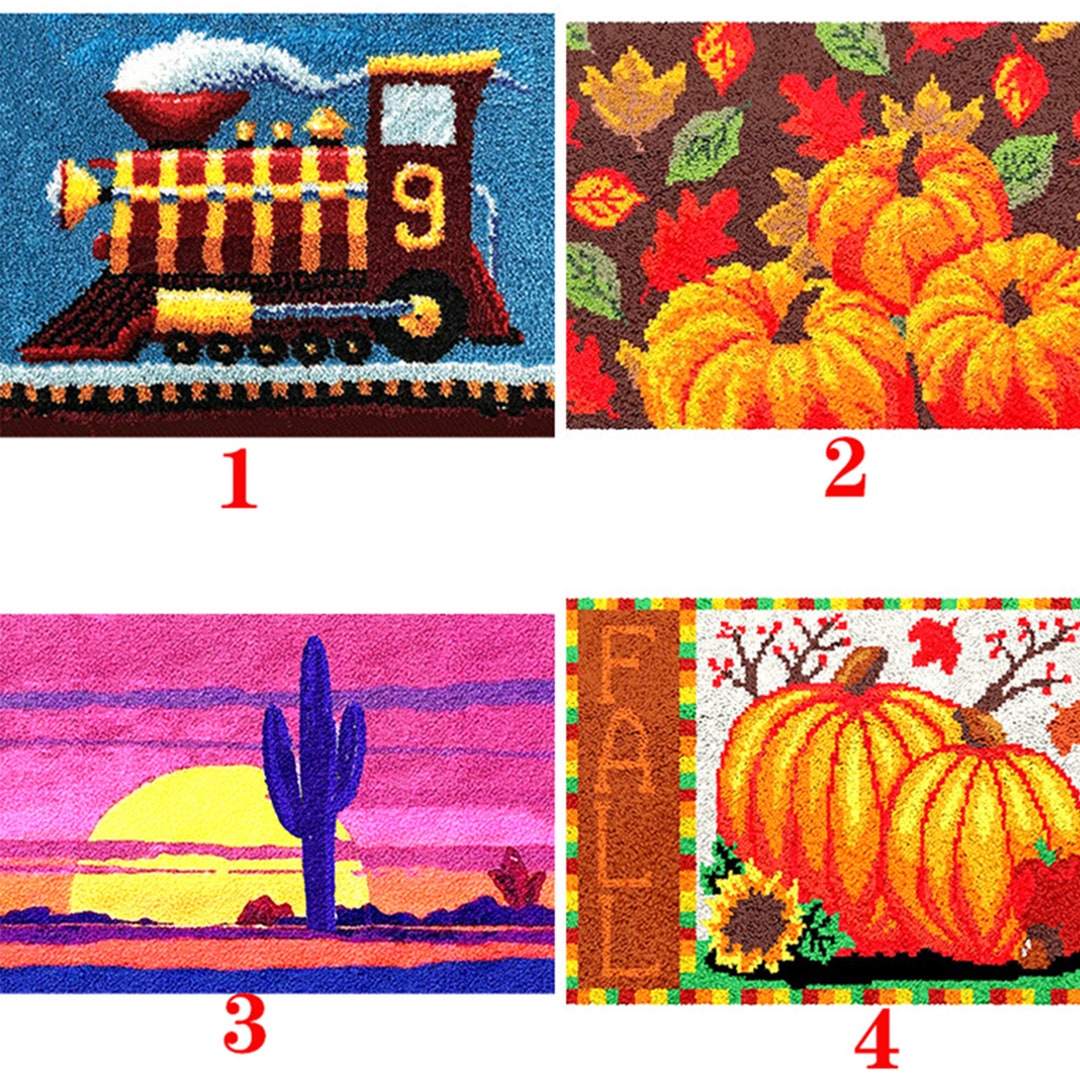 Latch Hook Kits Rug Pumpkins/trains Sun Making Kits for Adults Kids