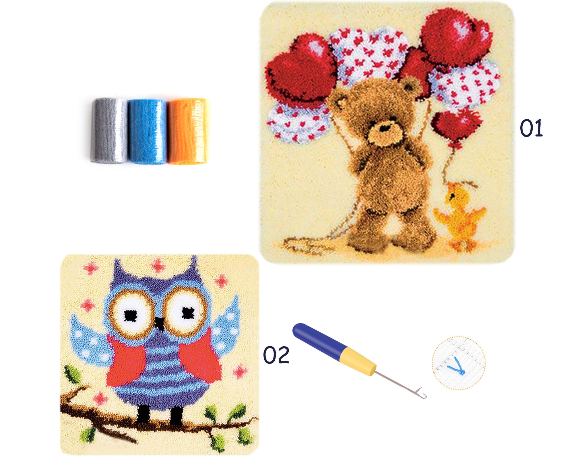 Model Animal Latch Hook Kit Rug Animal DIY Needle Craft Shaggy Etsy