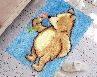 Home Decoration DIY Latch Hook Kits Rug Embroidery Carpet Set Needlework with Crochet Needlework Crafts Shaggy Latch Kits for Adults/Kids