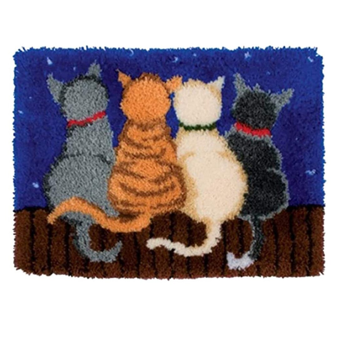 Cats DIY Latch Hook Kits Rug Embroidery Carpet Set Needlework With