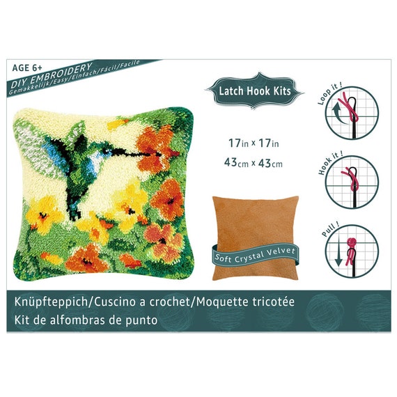 Hummingbird Latch Hook Pillow Kit