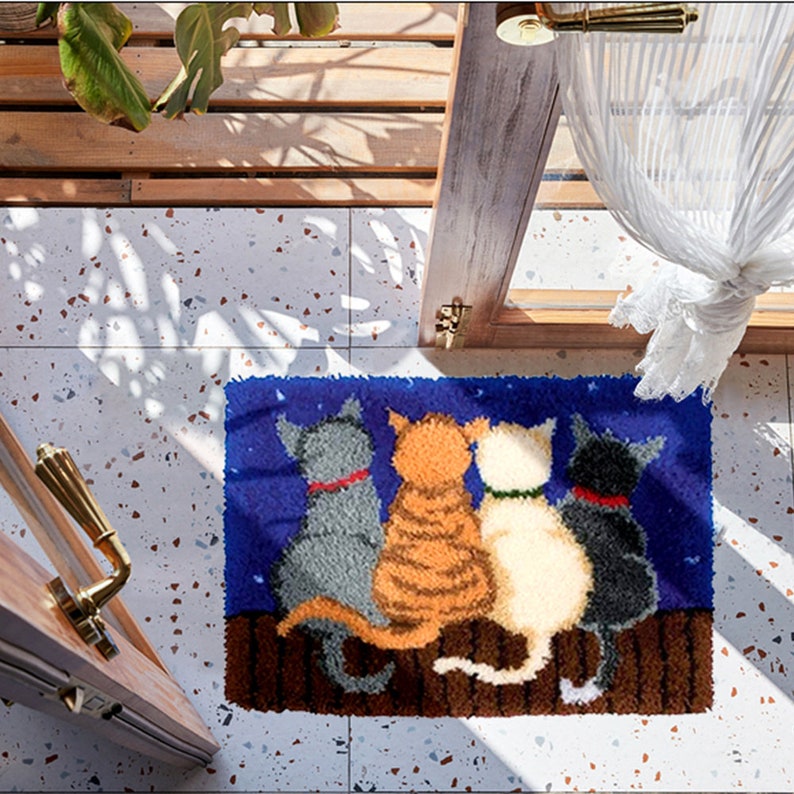 Cats DIY Latch Hook Kits Rug Embroidery Carpet Set Needlework Etsy