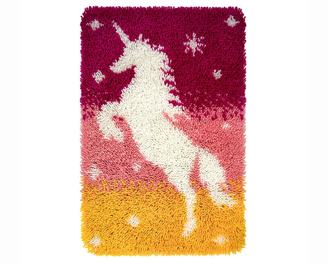 Unicorn Latch hook Kit Rug Canvas Knit Cushion Embroidery Etsy