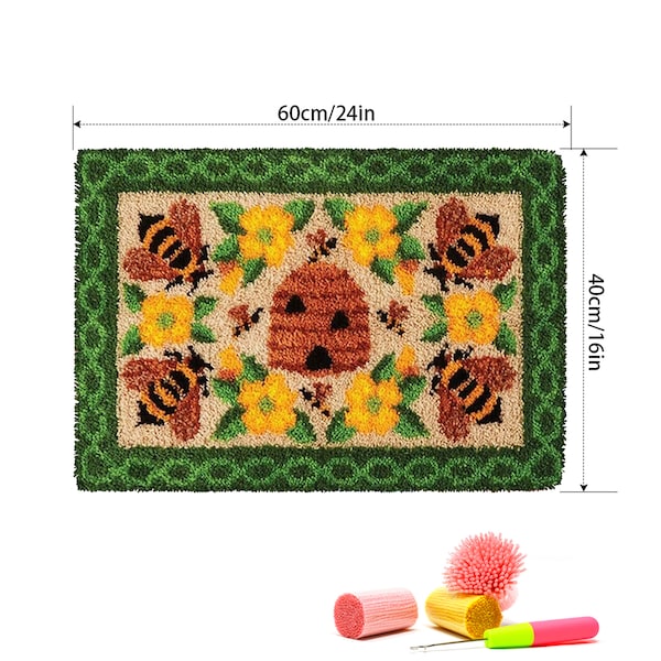 Latch Hook Kits Cushion Bee Canvas Crochet Case Latch Hook Cushion Cover Hobby & Crafts