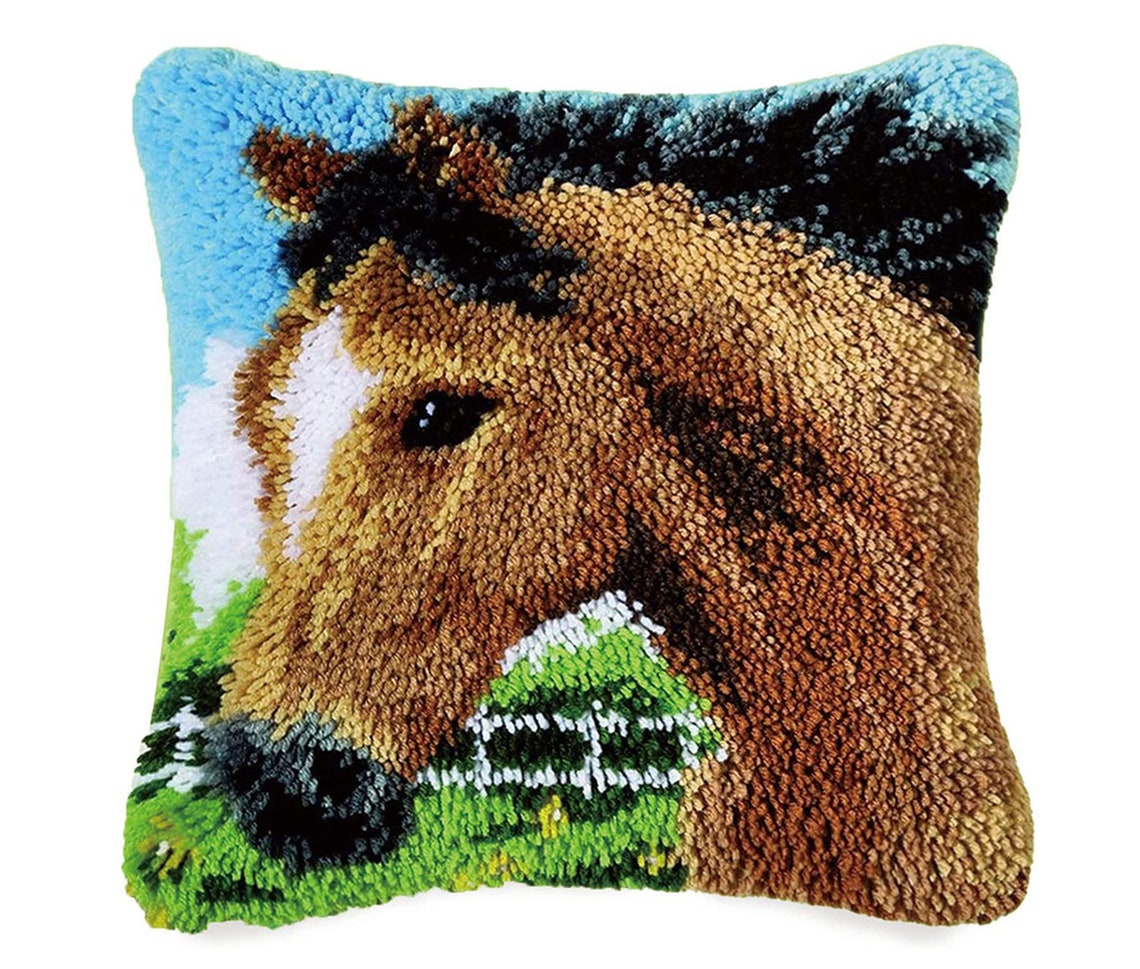 DIY Horse Latch Hook Kits Pillow Case Embroidery Carpet Set Etsy
