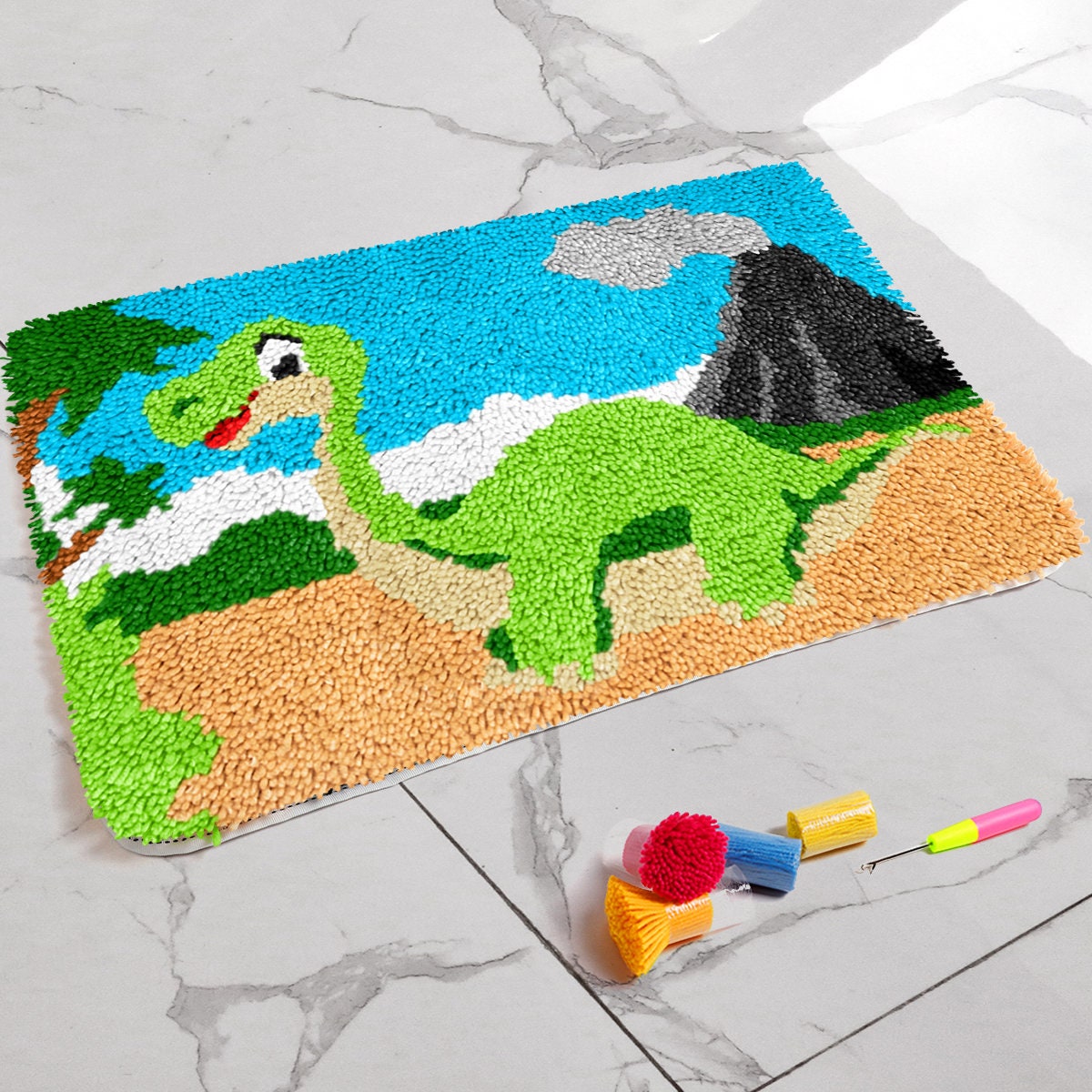 Cute Dinosaur Latch Hook Rug Kits Carpet Making Cushion Etsy