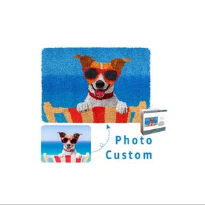DIYカスタマイズラッチフックキット、ペット、写真からカスタムタペストリー、ラグ、ウェディングタペストリーのパーソナライズ画像