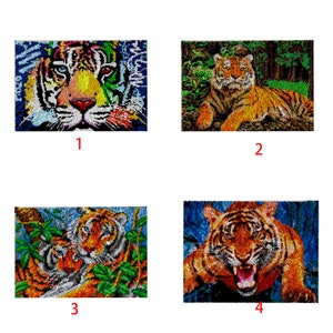 Tiger Animal Pattern Rug, Latch Hook Kits Rug Making kits for Adults Kids,Latch Hook Rug Making Kit,DIY Handmade Rug,Home Decor