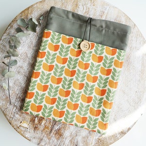 Scandinavian Book Sleeve, Kindle Sleeve, Book Pouch, Padded Book Sleeve with Pocket, Scandi Flower, bohemian, geometric, Scandi image 6