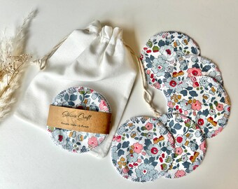 Reusable Face Wipes, Liberty Print, Reusable Make Up Pads, Cotton, Eco Friendly Zero Waste, Facial Rounds, Gift For Her