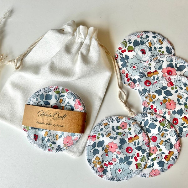 Wiederverwendbare Gesichtstücher, Liberty Print, wiederverwendbare Make Up Pads, Baumwolle, umweltfreundliche Zero Waste, Gesichtsrunden, Geschenk für sie