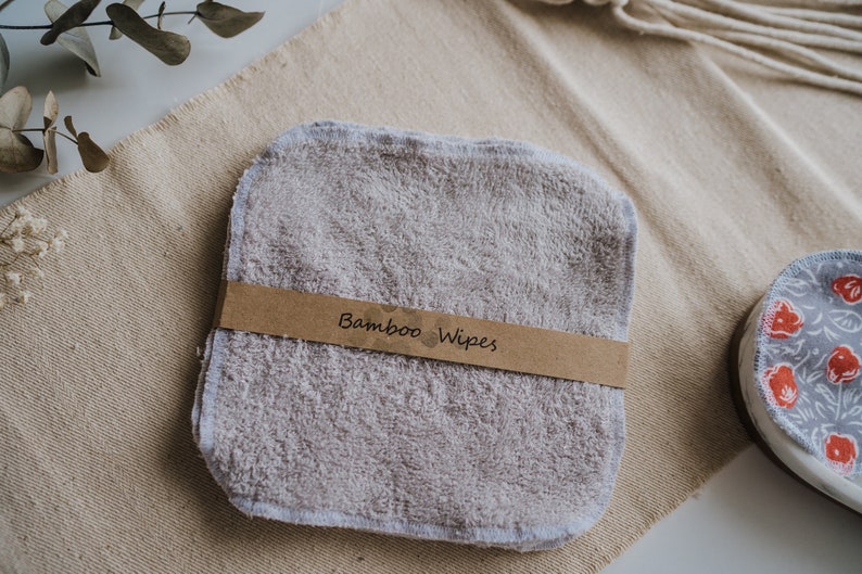 Bamboo Terry Wipes, 15x15cm 5.9 inches Perfect for Baby's Hands and Face, Makeup Remover, Super Soft image 9