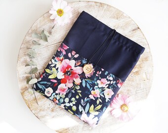 Floral Book Sleeve with Pocket,  Book Pouch