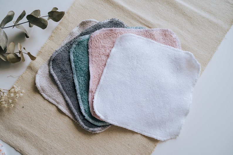 Bamboo Terry Wipes, 15x15cm 5.9 inches Perfect for Baby's Hands and Face, Makeup Remover, Super Soft image 1
