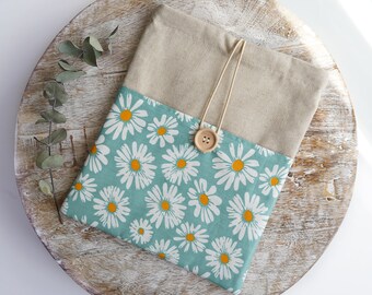 Daisy Book Sleeve with Pocket,  Book Pouch, Bookish gift, Book lover gift