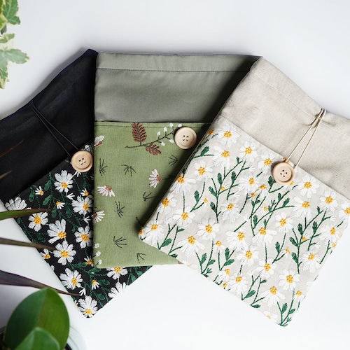 Cute Book Sleeve Kindle Sleeve Book Pouch Embroidered Etsy