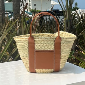 Strohtasche, Strohkorb, Naturtasche, Strandtasche, handgemachte Tasche, Marokko-Tasche, marokkanischer Korb, Umhängetasche, französischer Korb, Sommertasche