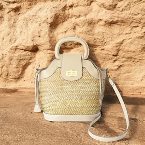 Strohtasche, Strohkorb, Naturtasche, Strandtasche, handgemachte Tasche, Marokko-Tasche, marokkanischer Korb, Umhängetasche, französischer Korb, Sommertasche