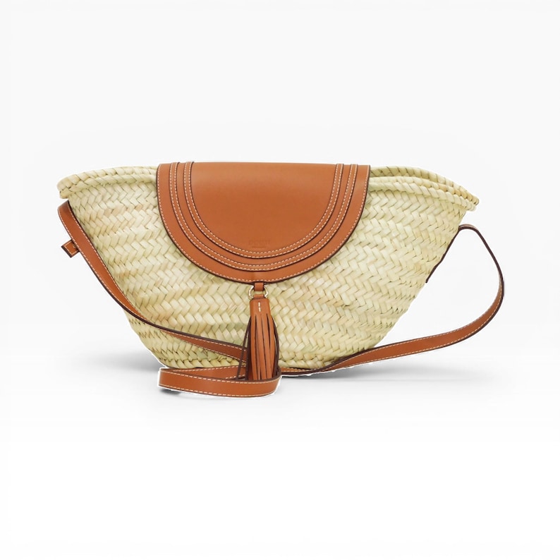 Strohtasche, Strohkorb, Naturtasche, Strandtasche, Handgefertigte Tasche, Marokko-Tasche, Marokkanischer Korb, Umhängetasche, Französischer Korb, Sommertasche Bild 2