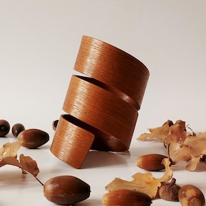 Teak Wood  Bracelet EWA / Curvy Wood Bangle / Wide Slip-On Bracelet / Handmade Natural Jewelry /