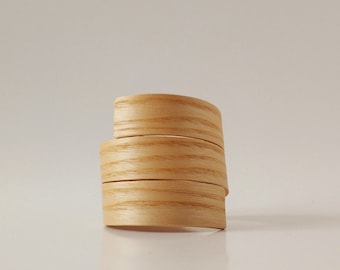Handcrafted Wooden Bangle ANUANUA / Wide Bracelet In Ash Wood / Spiral Cuff Bracelet / Organic Jewelry /