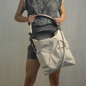 Cork Bag Pompous White/Vegan Tote Bag/ Eco Friendly Handbag/ Natural Women Purse/Sustainable Hobo Bag/Vegan Gift image 1