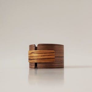 Cuff Bracelet QIN / Walnut + Zebrawood Wood Bangle/ Handmade Natural Jewelry / Wooden Bracelet /Unique Eco Gift / Sustainable Jewelry /