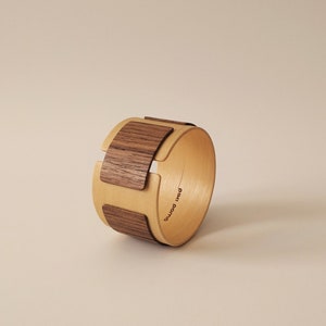 Eco-Conscious Bracelet MIU / Birch + Walnut Wood Cuff/ Handmade Natural Jewelry / Wooden Bracelet / Sustainable Jewelry /