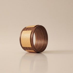 Eco-Conscious Bracelet MIU / Walnut + Beech Wood Cuff/ Handmade Natural Jewelry / Wooden Bracelet / Sustainable Jewelry /