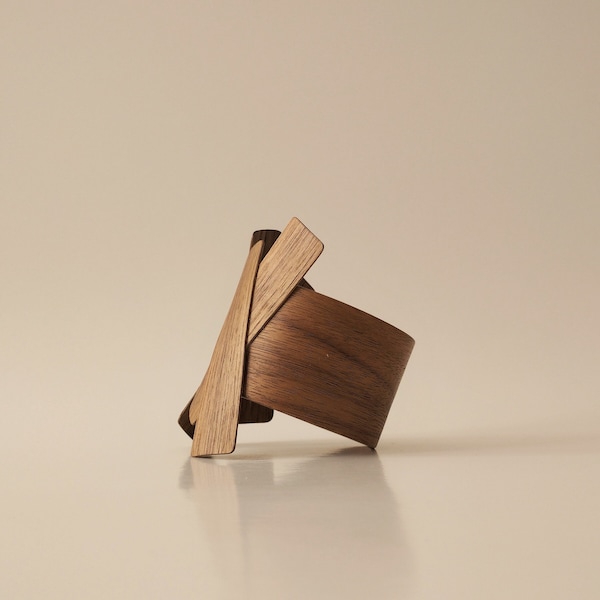 Wooden Bangle OPOPONA / Statement Bracelet / Walnut Wood Bracelet / Eco-Conscious Jewelry /