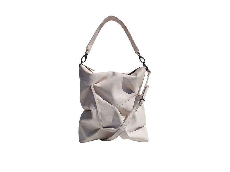 Cork Bag Pompous White/Vegan Tote Bag/ Eco Friendly Handbag/ Natural Women Purse/Sustainable Hobo Bag/Vegan Gift image 7