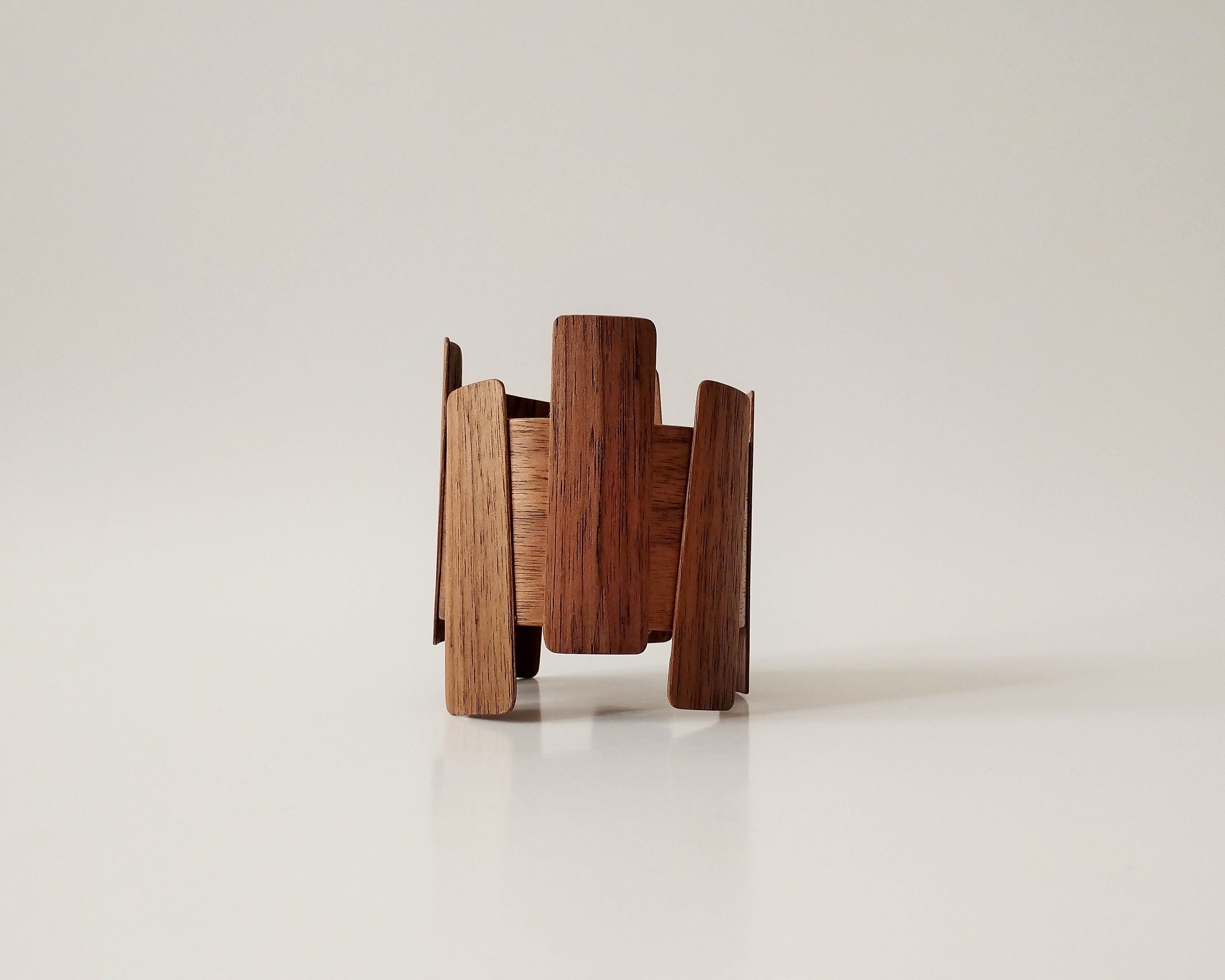 Geometric Walnut Wood Cuff